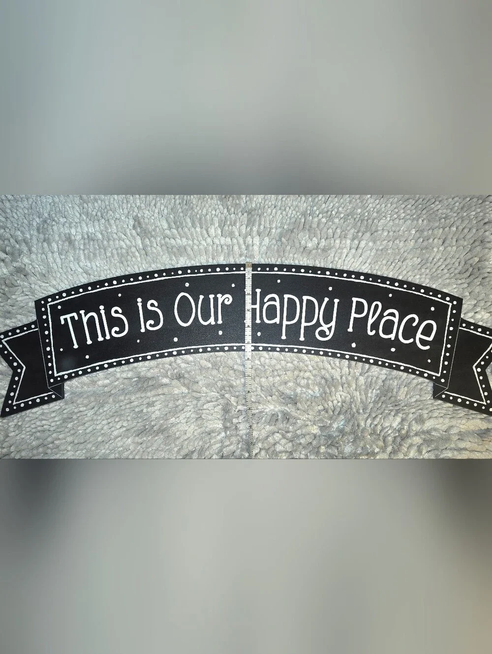 Black and White 'Our Happy Place' Wall Accent Sign - Decorative Home Plaque